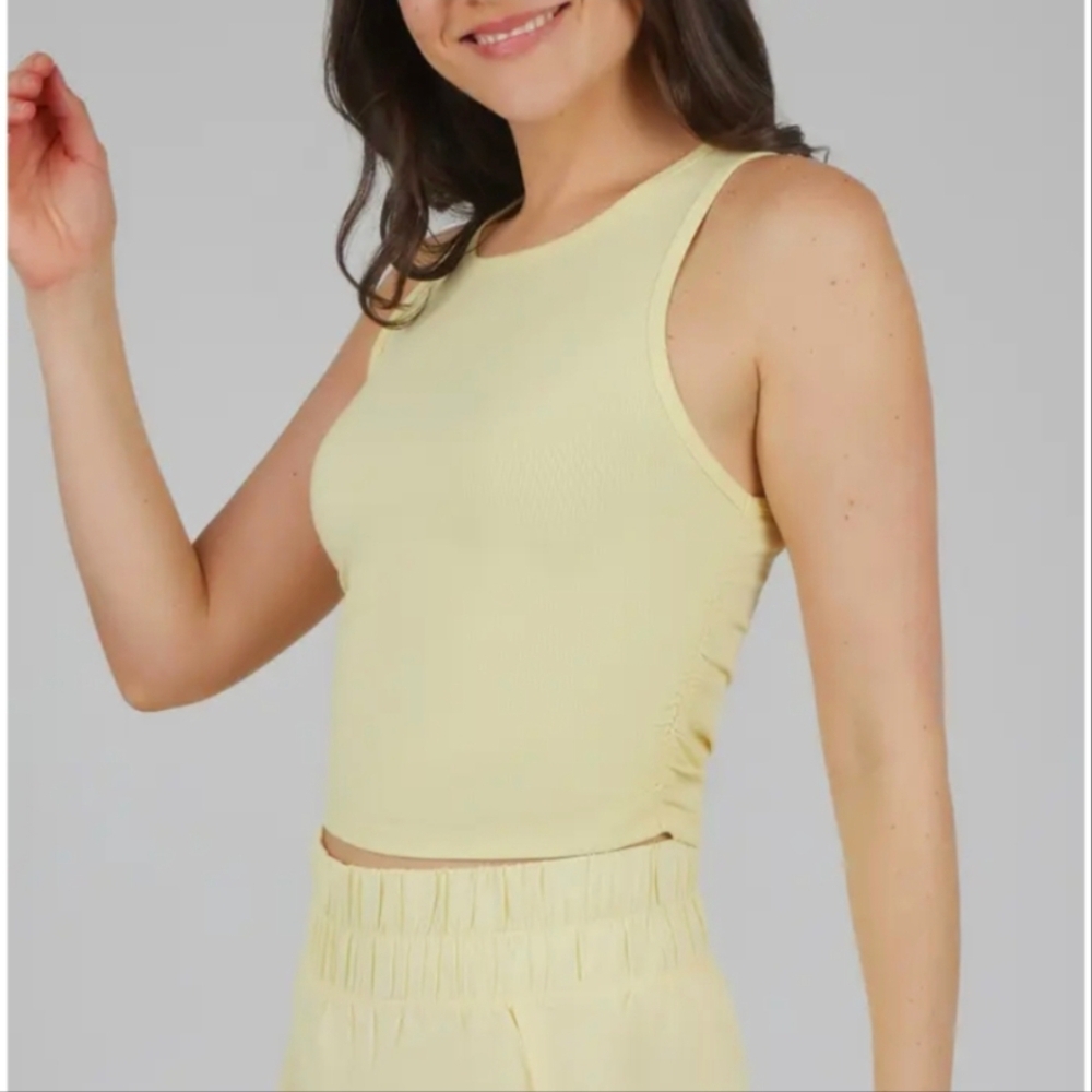 Yogalicious Yellow Ruched Tank Top